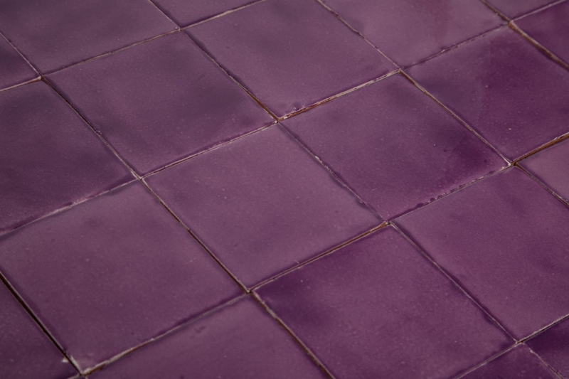 Tile Handcrafted Glossy Plum Ceramic Variegated Artisan Square