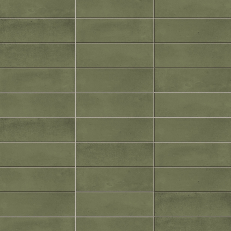 Tile Porcelain Matte Moss Green Mottled Rectangular