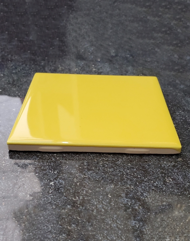 Tile Sunflower Yellow Glossy Square Eased Edges Vintage Style Retro