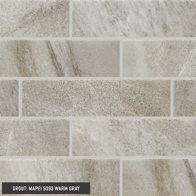 Tile Variegated Gray Taupe Stone Look Matte Finish Staggered Layout