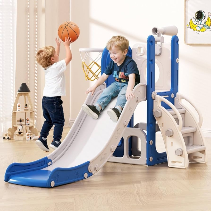 Toddler Slide Telescope Attachment Modern Blue Climber Compact