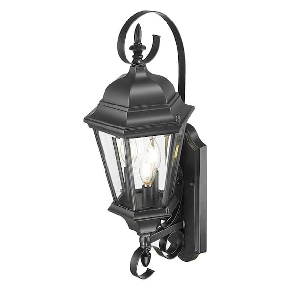 Traditional Scroll Detail Outdoor Wall Lantern with Finial Top