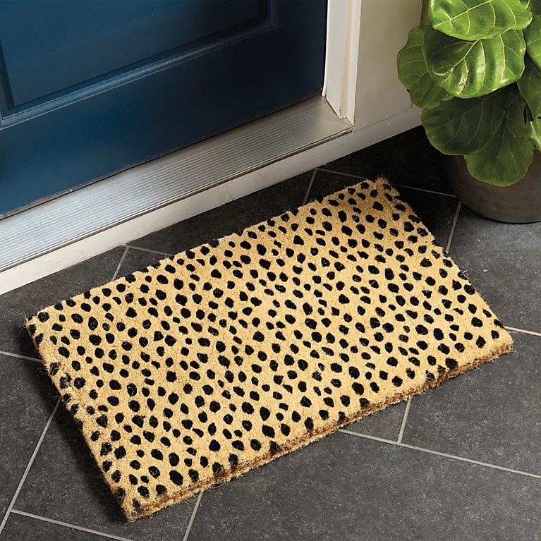 Transitional Coir Doormat with Spotted Animal Pattern