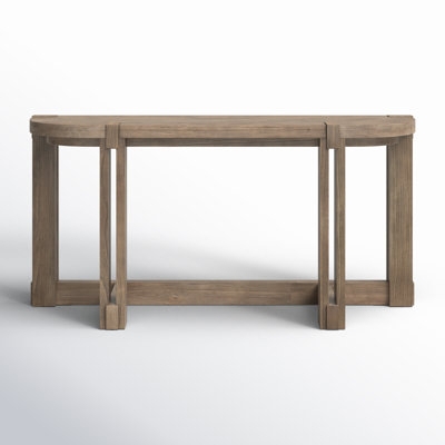 Transitional Console Table Double Post Legs & Weathered Finish