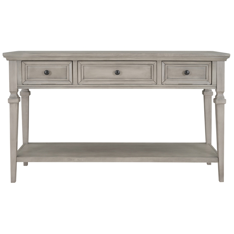 Transitional Console Table Three-Drawer Configuration Gray