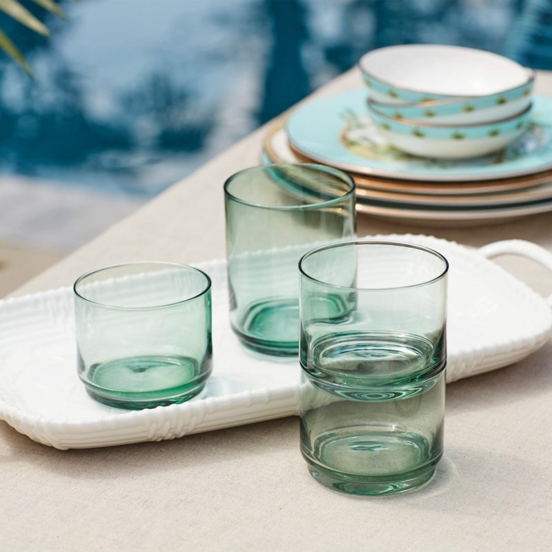 Translucent Green Stackable Tumbler Set perfect for Coastal Modern Styling