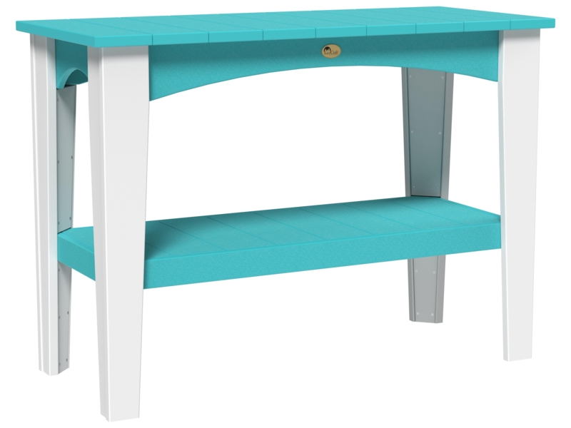 Turquoise Outdoor Buffet Table White Arched Apron Poly Lumber