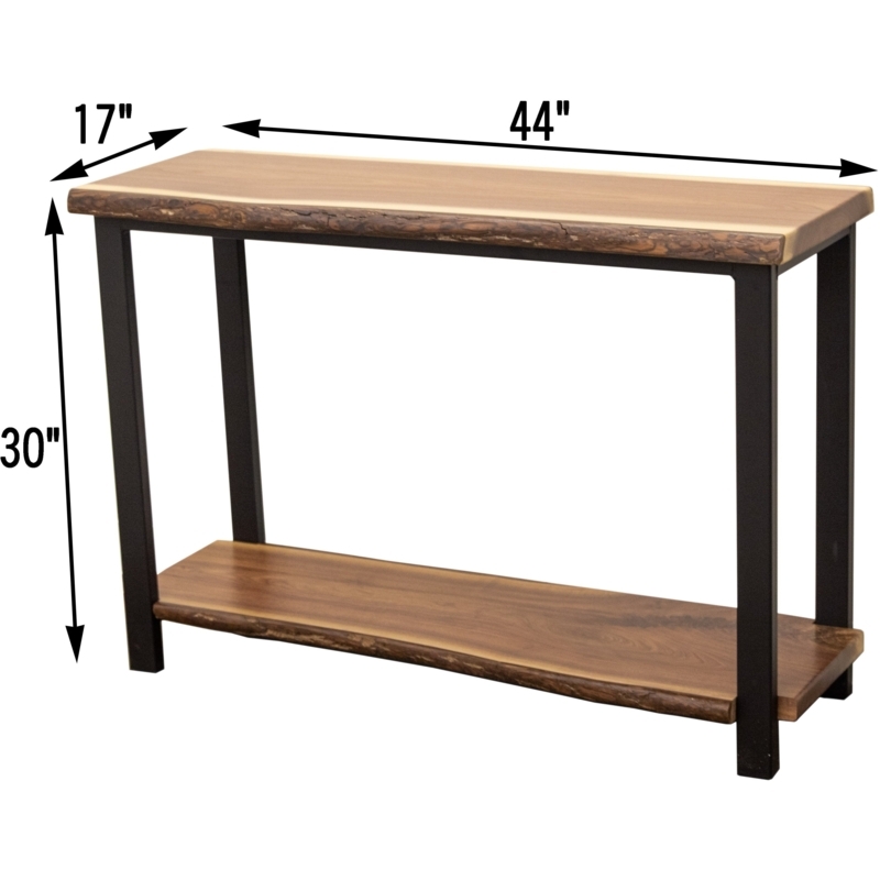 Two-Tier Live Edge Console Table Industrial Frame