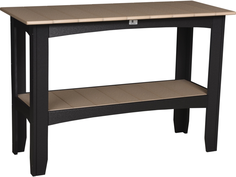Two Tone Console Table Black Tan Poly Lumber Slatted Top