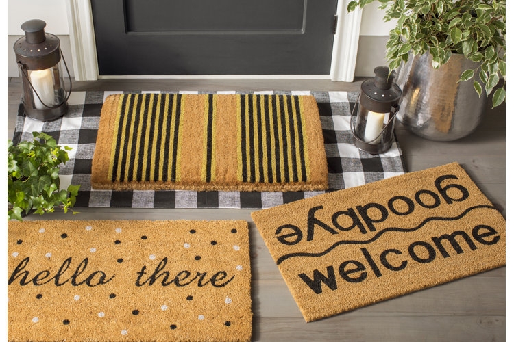 Typographic Coir Doormat Collection Layered Porch Decor