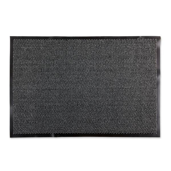 Utility Doormat, Black and Gray Mottled Texture, Solid Border