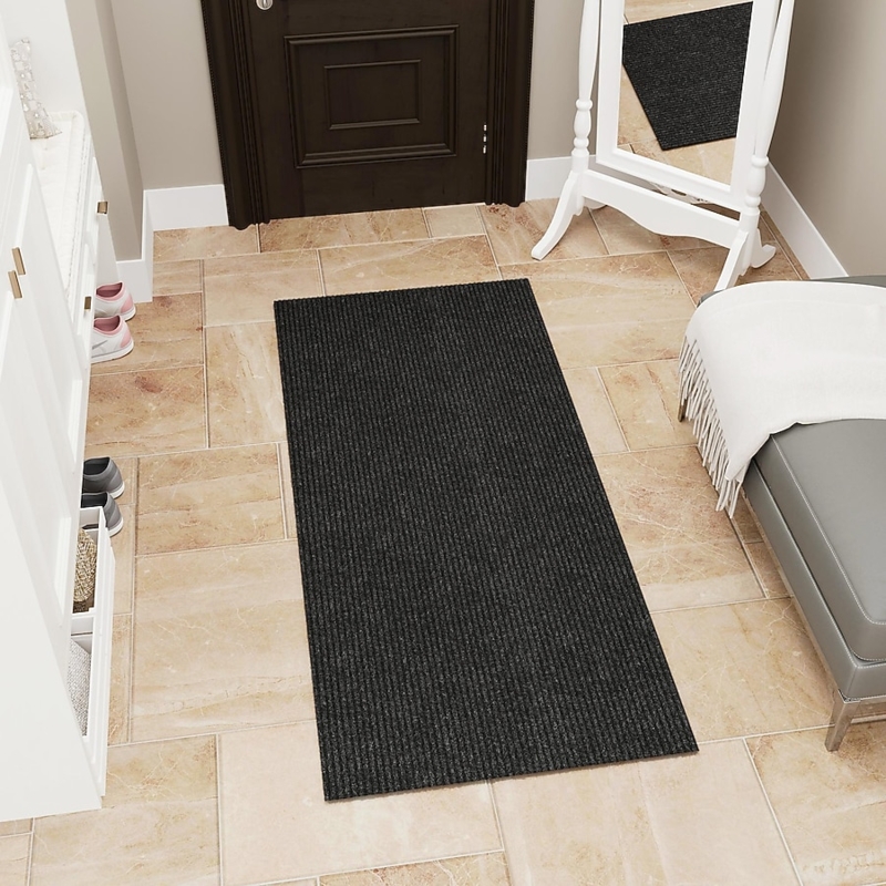 Utility Mat, Black Low Profile Ribbed Texture, Modern, Non Slip