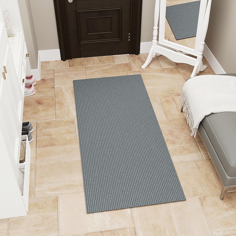 Utility Mat, Gray Ribbed Surface, Low Profile, Non Slip, Modern