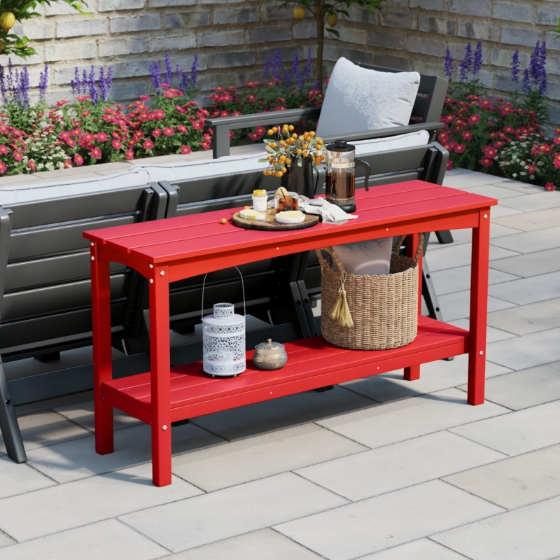 Vibrant Red Outdoor Console Table Slatted Composite
