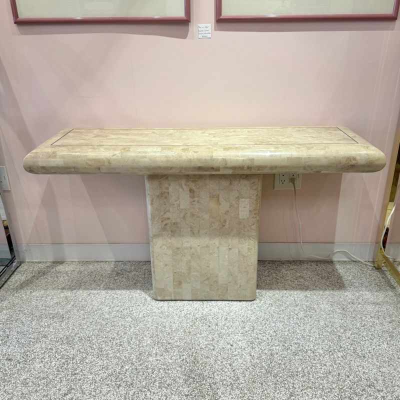 Vintage Pedestal Console Furniture Tessellated Stone Bullnose Edge