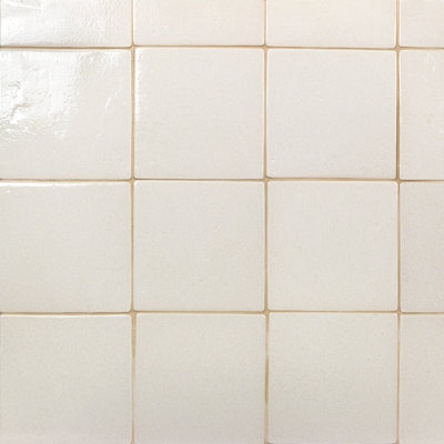 Wall And Floor Tile Creamy Off White Glossy Sheen Square 7x7