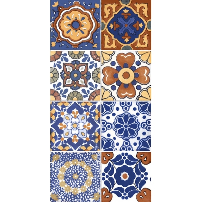 Wall And Floor Tile Encaustic Style Multi Pattern Matte Bathroom Floor