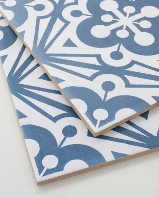 Wall And Floor Tile Matte Geometric Floral Motif Porcelain