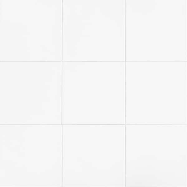 Wall And Floor Tile Matte White Finish Large Square Grid Minimalist