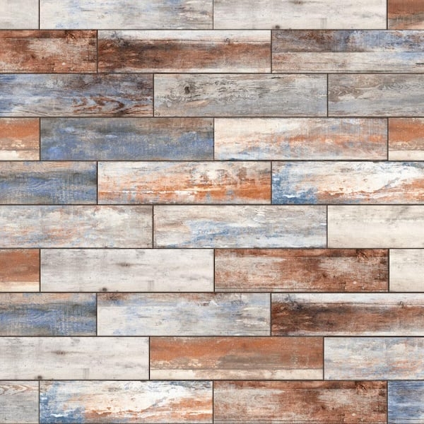 Wall And Floor Tile Weathered Paint Effect Multi Color Plank