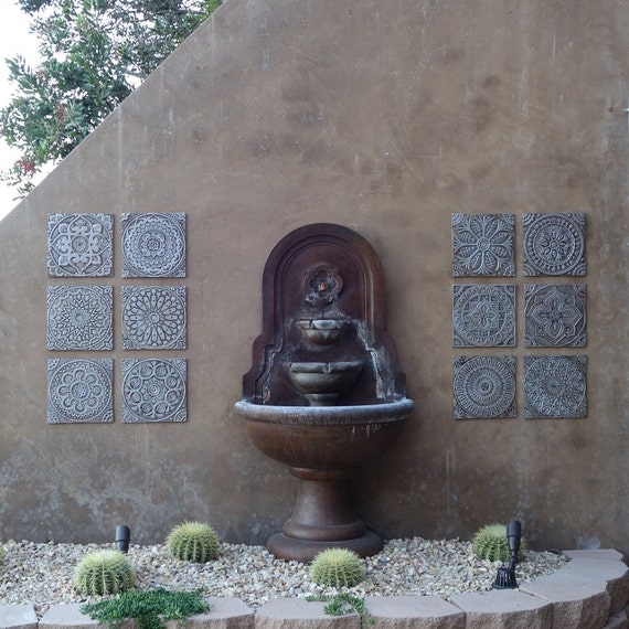 Wall Art Aged Silver Finish, Intricate Relief Pattern