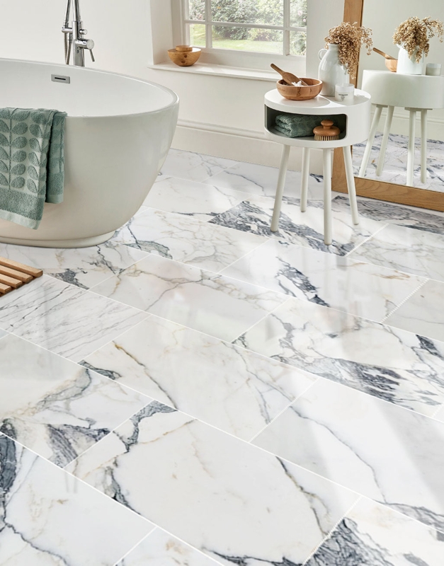 Wall & Floor Tile: Polished Calacatta Verde Marble with Green Veining