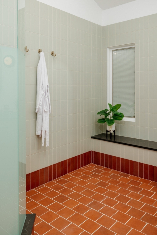 Wall Floor Tile Terracotta Red Sage Green Vertical Stack Organic Modern