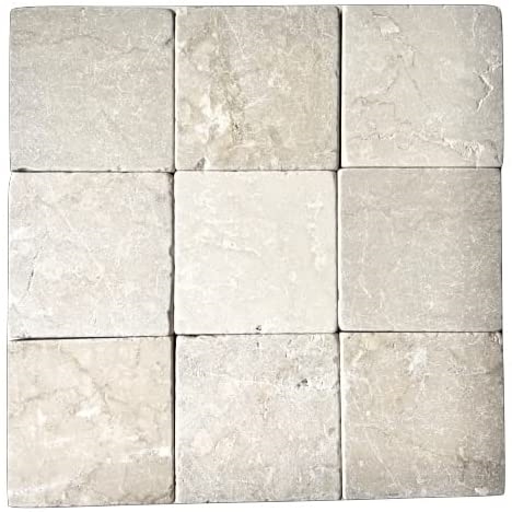 Wall Floor Tile: Tumbled Crema Marble Antiqued Natural Veining