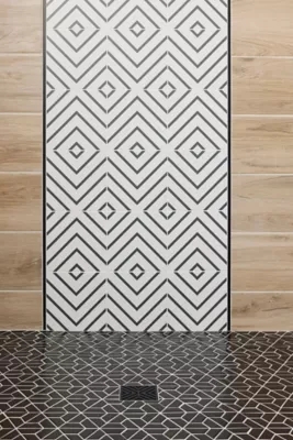 Wall Floor Tile Wood Look Accent Vertical Strip Geometric Pattern