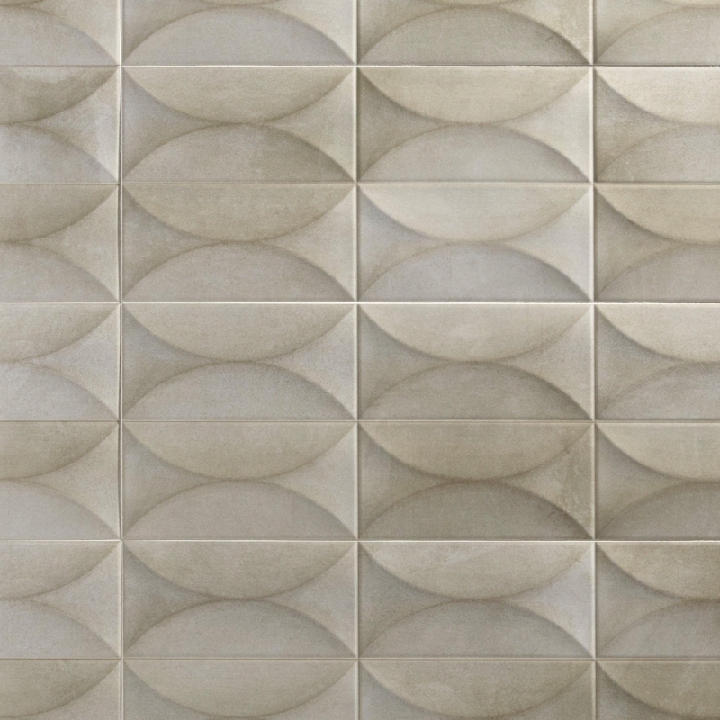 Wall Tile 3D Intersecting Arcs Geometric Pattern Matte Grey Textured