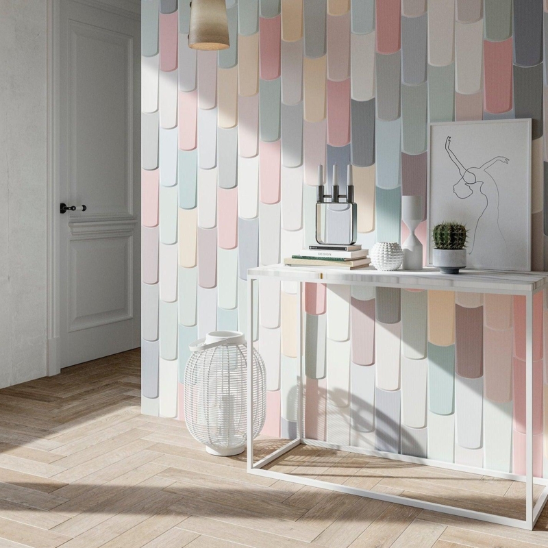 Wall Tile Accent with Pastel Teardrop 3D Pattern