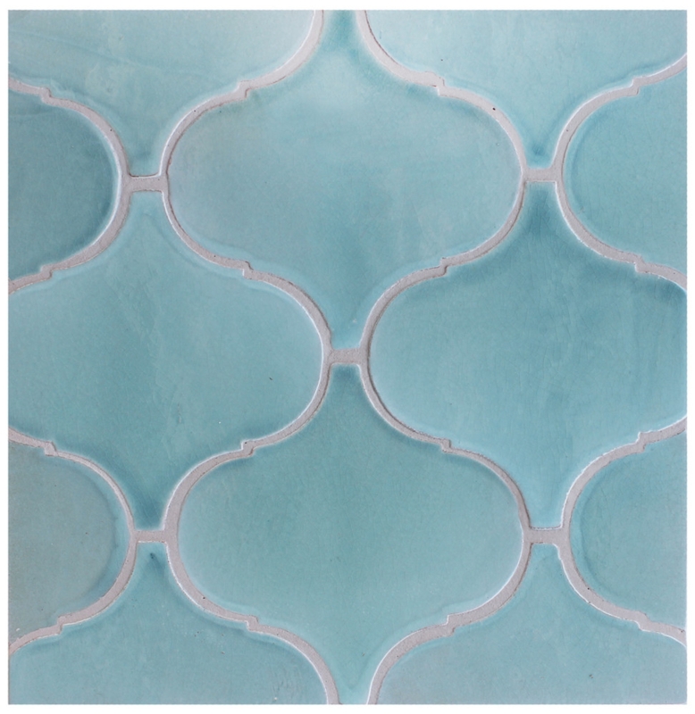 Wall Tile Aqua Glaze Handmade Look Arabesque Backsplash