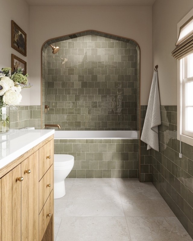 Wall Tile Arched Alcove Square Glossy Ceramic Feature