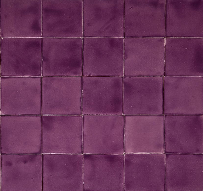 Wall Tile Artisanal Glossy Purple Ceramic Tonal Variegation Grid