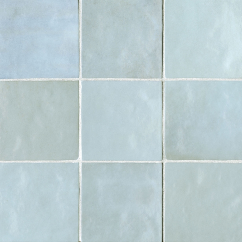 Wall Tile Baby Blue Glossy Rippled Texture Handmade Look