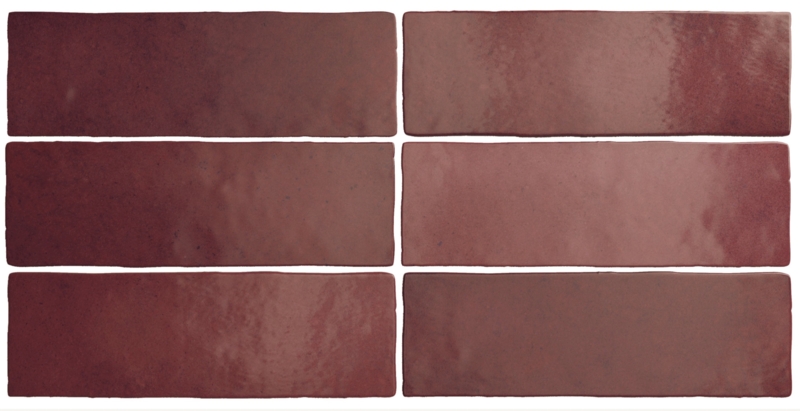 Wall Tile Burgundy Matte Finish with Handcrafted Look