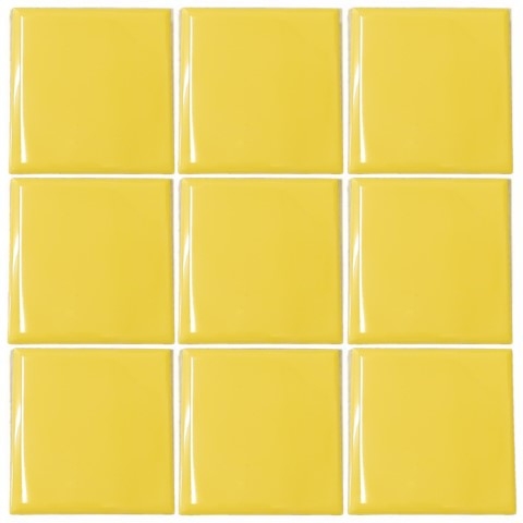 Wall Tile Canary Yellow High Gloss Square Shape Rounded Edges