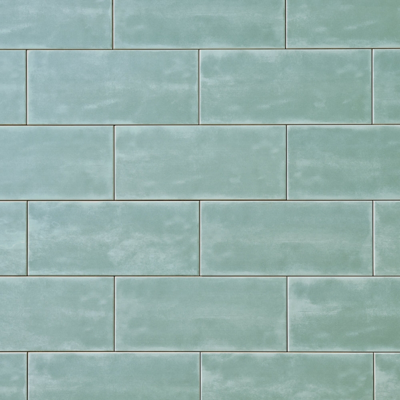 Wall Tile: Ceramic Glossy 4x10 Subway Staggered Bond Subtle Mottling Coastal