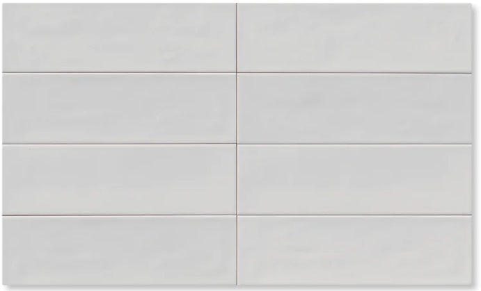 Wall Tile Elongated Rectangle Light Grey Glossy Stacked Bond Layout