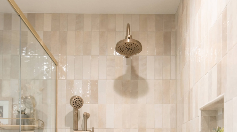 Wall Tile Glazed Beige Ceramic Wall Vertical Stacked Shower