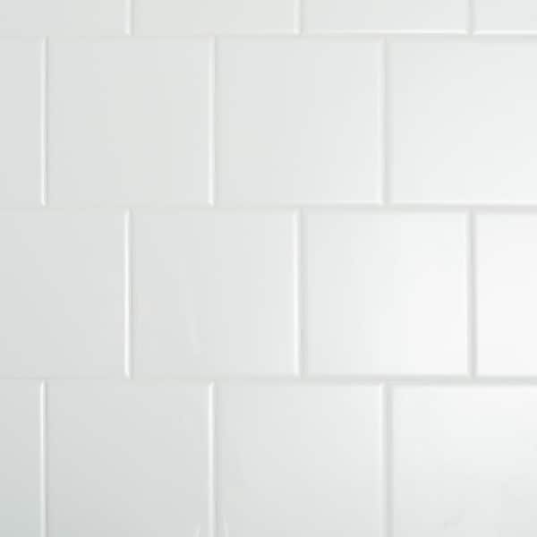 Wall Tile Glossy Bright White Ceramic Running Bond Offset Layout