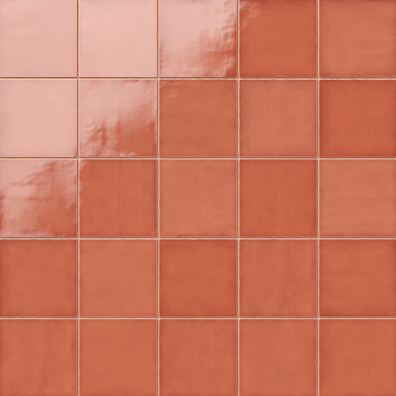 Wall Tile Glossy Coral Undulated Surface Zellige Style