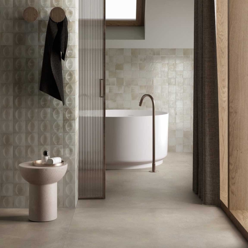 Wall Tile Glossy Distressed Surface Fluted Glass Partition