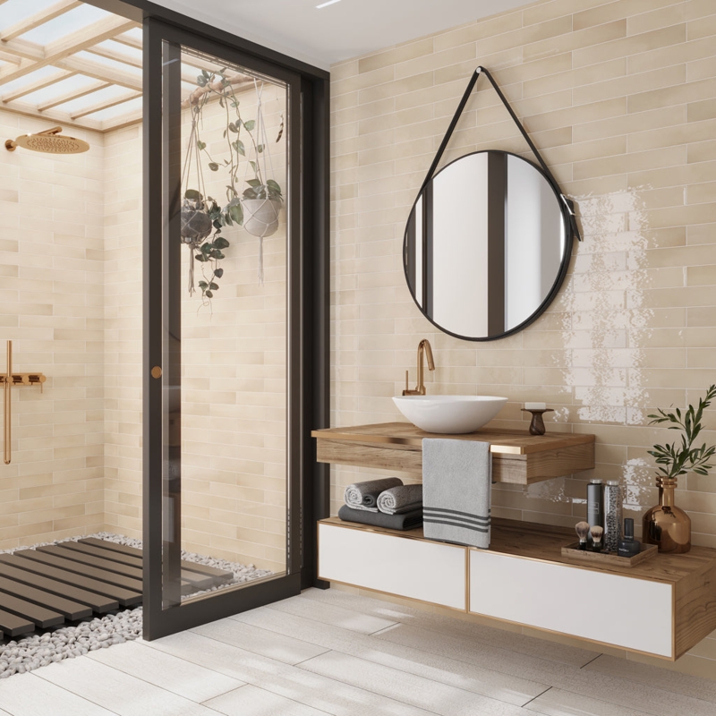 Wall Tile Glossy Finish Elongated Subway Pattern Luxury Spa Bathroom