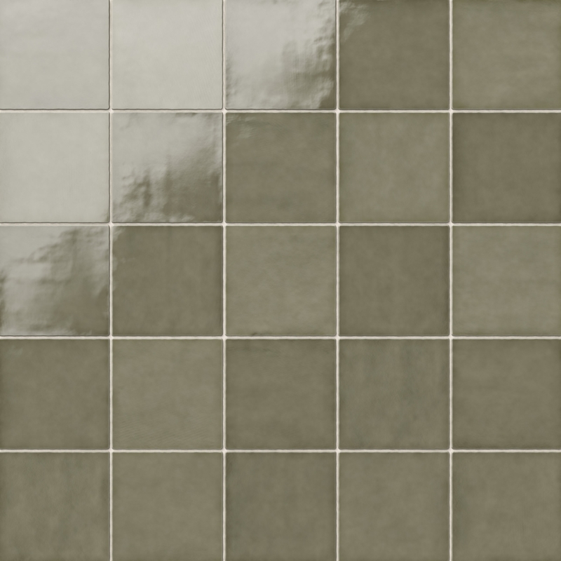 Wall Tile Glossy Olive Green Tonal Variation 5x5 Square