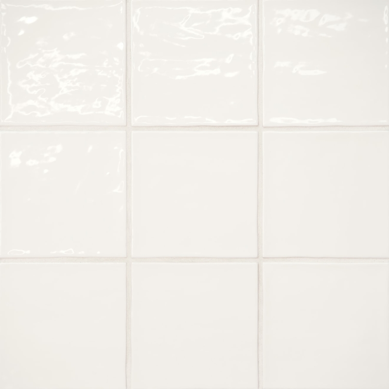 Wall Tile: Glossy Pearl White Rippled Handmade Texture