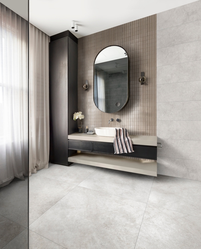 Wall Tile Glossy Ribbed 3D Texture Contemporary Bathroom Backsplash
