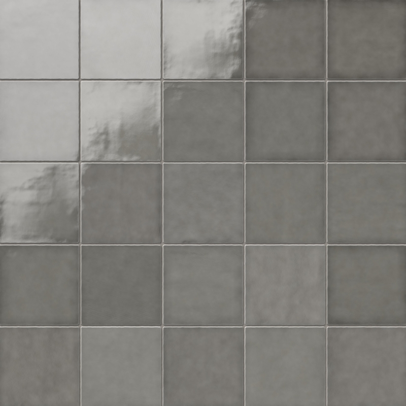 Wall Tile Glossy Smoke Grey Backsplash Variegated Tones