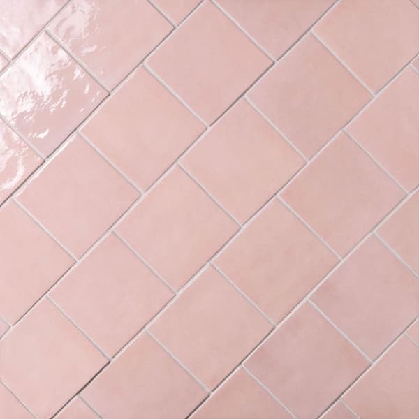 Wall Tile Glossy Square Diagonal Grid Handmade Texture