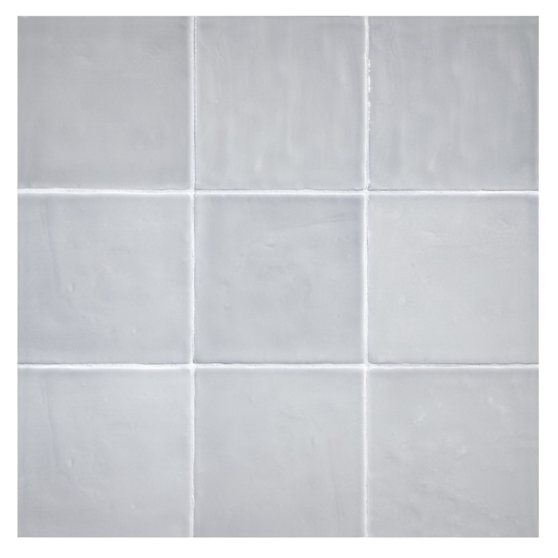 Wall Tile Grey Glossy Zellige Inspired Wavy Surface Square